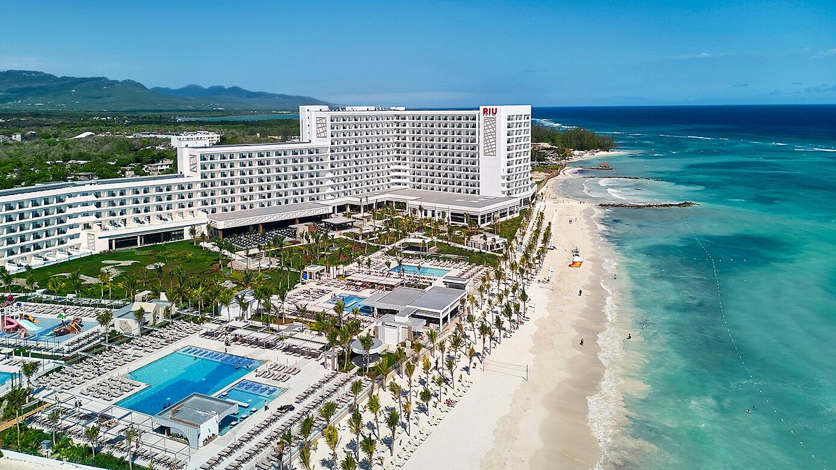 Aerial view of a Riu beachfront resort